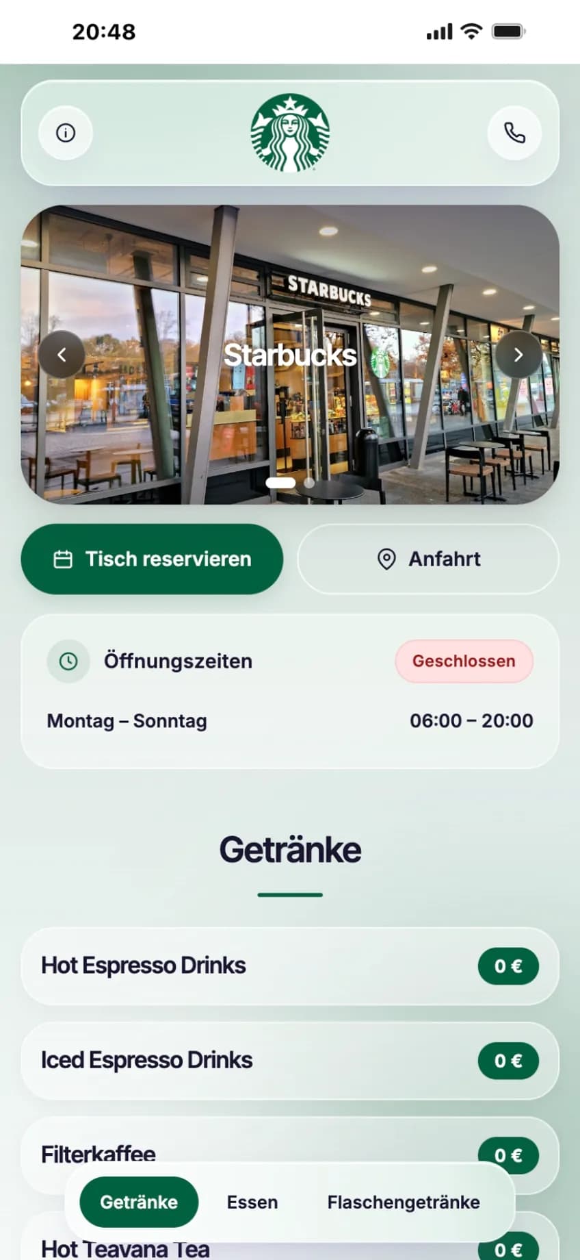 Beispiel einer mit GastrOS erstellten Restaurant-Website